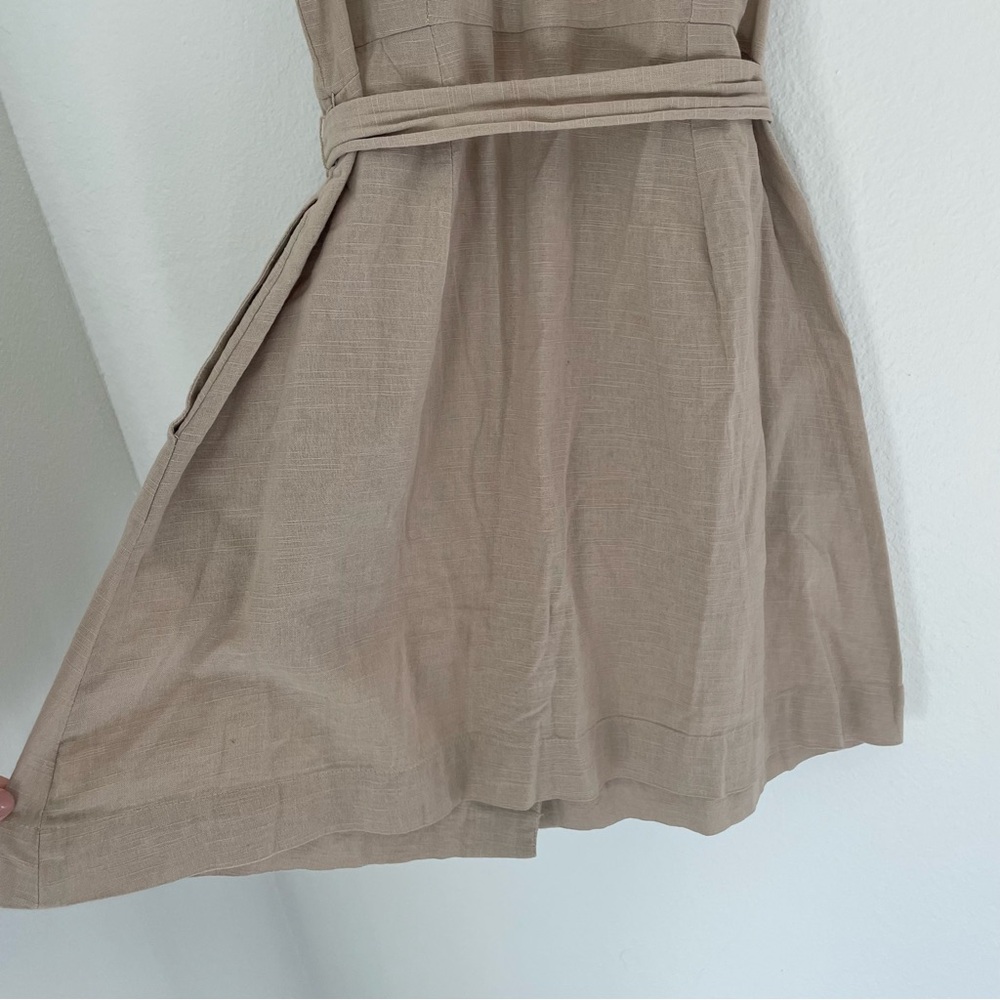 Free People Hepburn Cotton Trench Dress Tan Size 4 Belted Button Front Mini - Picture 10 of 13